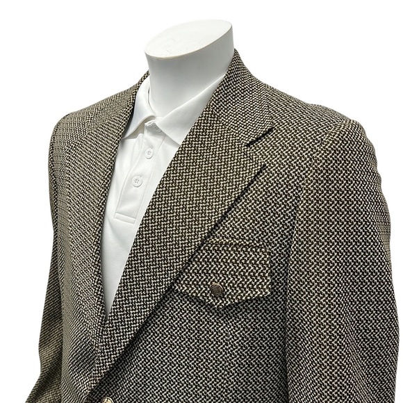 Vintage 70s Lee Dan Glorman's Brown Polyester Sports Coat Blazer Jacket 43R - Picture 7 of 13